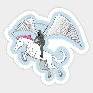 Death Riding a Unicorn Sticker